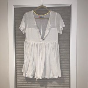White free people beach romper xs